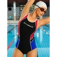 thumbnail image 3 of Attraco Women's One-piece Sports Swimsuit Color Block Water Aerobic Swimwear Bathing Suit, 3 of 6