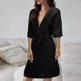 thumbnail image 2 of Plus Size Robes for Women Fleece House Coat Oversized Kimono Women's Sleepwear Spa Womens Bathrobe Black, 2 of 7