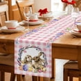 thumbnail image 5 of Easter Bunny Table Runner - 48 Inch Long Spring Easter Eggs Chick Floral Pink Check Cotton and Linen Blended Dress Scarves Farmhouse Table Runner for Kitchen Dining, Coffee Table, 13" x 48", 5 of 8