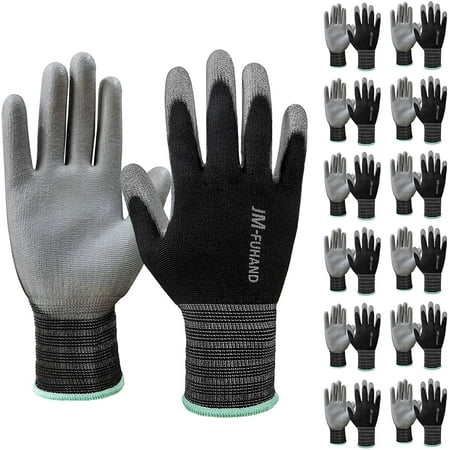 Ultra-Thin Polyurethane(PU) Coated safety Work Gloves-12 Pairs,for ...