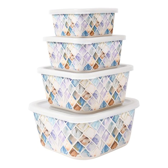 Eco-friendly Bamboo Fibre Contours Storage Container Pack Of 4 - Purple, 250ml+ 500ml+ 900ml+ 1200ml | Airtight Canister With Lid - Reusable, Lightweight, Durable, Break Resistant, Easy To Clean