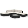 thumbnail image 2 of vidaXL 6 Piece Patio Lounge Set with Cushions Poly Rattan Black, 2 of 3