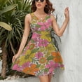 thumbnail image 3 of Retro 70s Hippie Flower Dress Fashion Beach Long Dresses Female Party Printed Sundress, 3 of 7