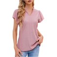 thumbnail image 2 of SELONE Peplum Tops for Women Ruffle Short Sleeve Tops Blouses Regular Fit T Shirts Pullover Tops Tees Tops Solid T-Shirts V Neck Tops Blouses T Shirts Easy Care Soft Breathable Pullover Tops Pink S, 2 of 3