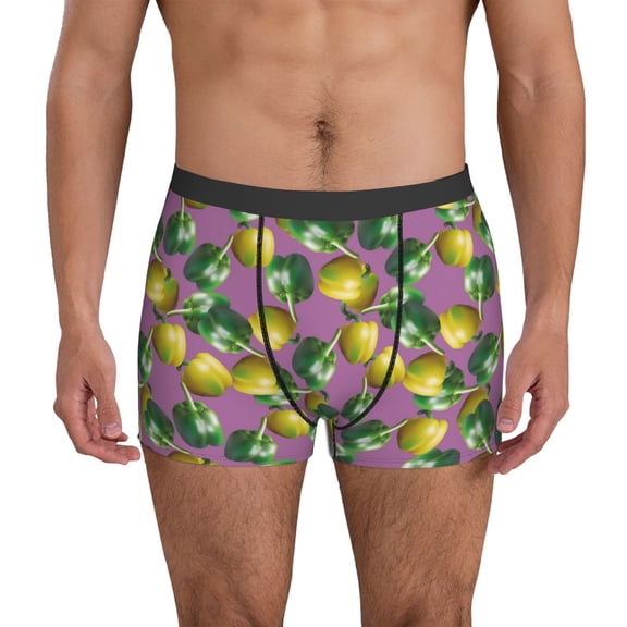 Mens Underwear Boxer Briefs - bell Pepper yellow green Comfort Breathable men's boxer briefs with Flex Waistband
