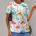 thumbnail image 6 of Flamingo Pattern Women's T-Shirt Short Sleeve T Shirts Tops Tee Ladies Loose T, 6 of 6
