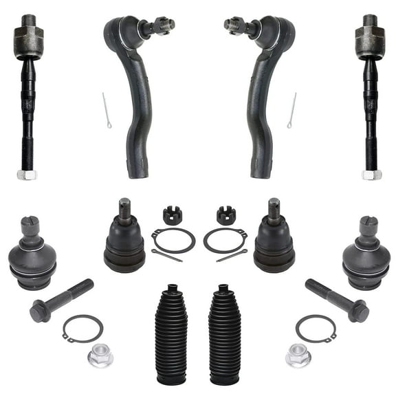 Detroit Axle - Front 10pc Tie Rods Ball Joints Kit for 2005-2012 Nissan Pathfinder, 05-19 Frontier Xterra, 4 Tie Rods 4 Upper Lower Ball Joints 2 Boots Replacement 2006 2007 2008 2009 2010 2011