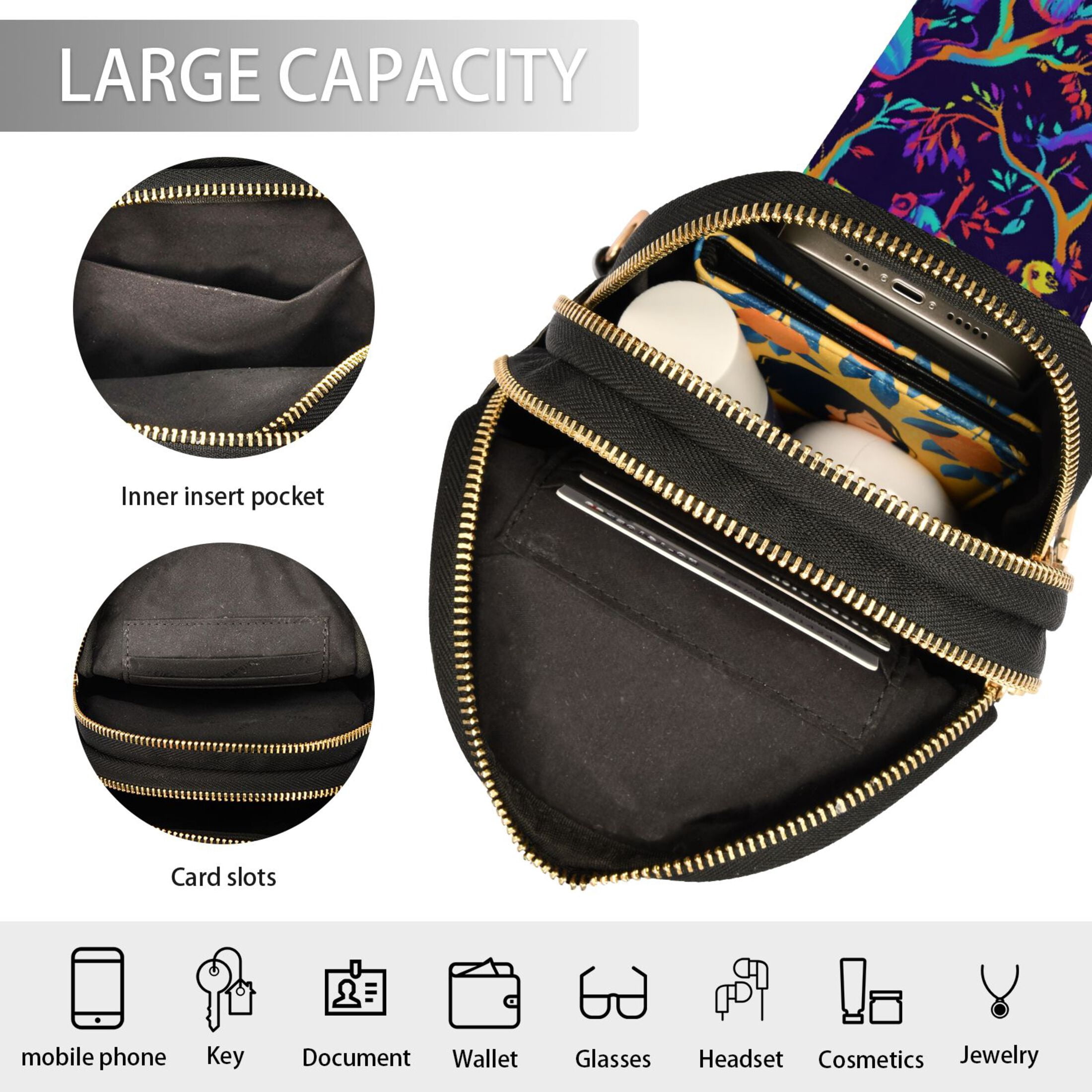 ALAZA Gorillas Magic Style Sling Bag for Women Men Waterproof Crossbody Chest Bags