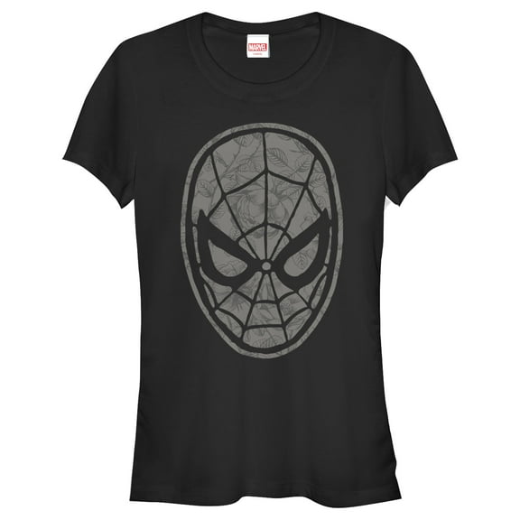 Junior's Marvel Spider-Man Grayscale Floral Print  Graphic Tee Black Small