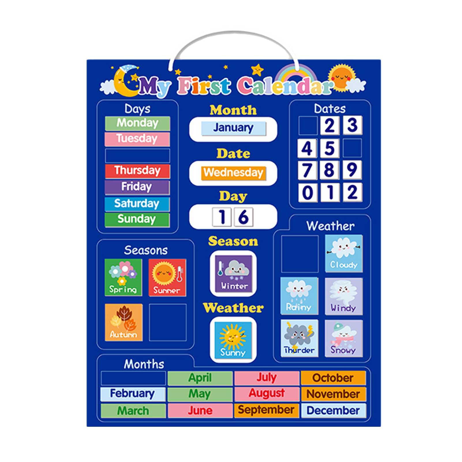 Blue 5K Education All About Today Weather & Calendar Magnetic Board