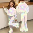 thumbnail image 4 of Grblisyd Outfits for Girls Casual Long Sleeve Cute Cartoon Print Sweatershirt and Flared Pants 2 Pieces Fall Winter Set Size 7-8 Years, 4 of 7