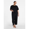 thumbnail image 2 of Joyspun Women's French Terry Lounge Sleep Short Sleeve Top and Capri Pants Set, 2-Piece, Sizes XS-3X, 2 of 5