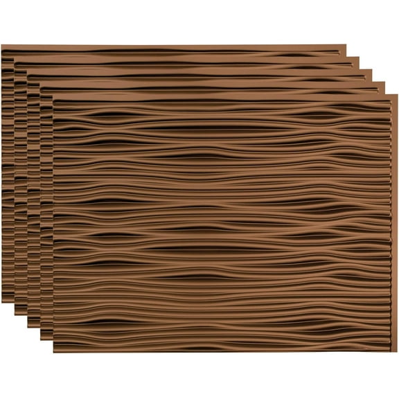FASÄDE Waves Decorative Vinyl 18in x 24in Backsplash Panel in Oil-Rubbed Bronze (5 Pack)