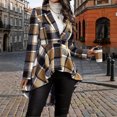 thumbnail image 6 of Womens Plaid Ruffled Hem Shacket Jacket Button Open Front Lapel Long Sleeve Trench Coat Fall Winter Outfits New Women's Casual Jackets Khaki L, 6 of 9