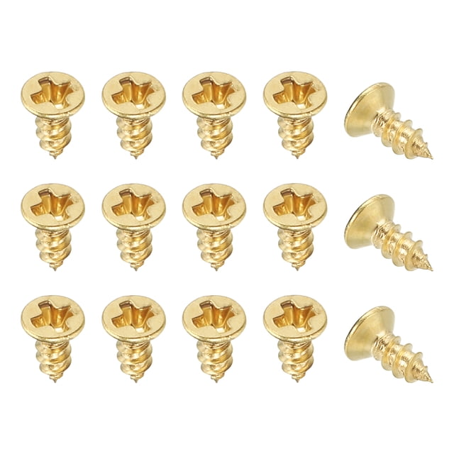 Tornillos de Madera de Latón Uxcell, Tornillos Autoperforantes, Cabeza Cruzada Plana, Adecuados para Bisagras de Puertas, Electrónica, Muebles M2 x 5 mm 100