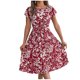 thumbnail image 1 of Vestido Corto de Verano Elegante Estampado Cintura Grande Doblado Plisado, Cuello en V de la Mitad de la Manga para el Uso Diario, de Primavera Y Casual, 1 of 5