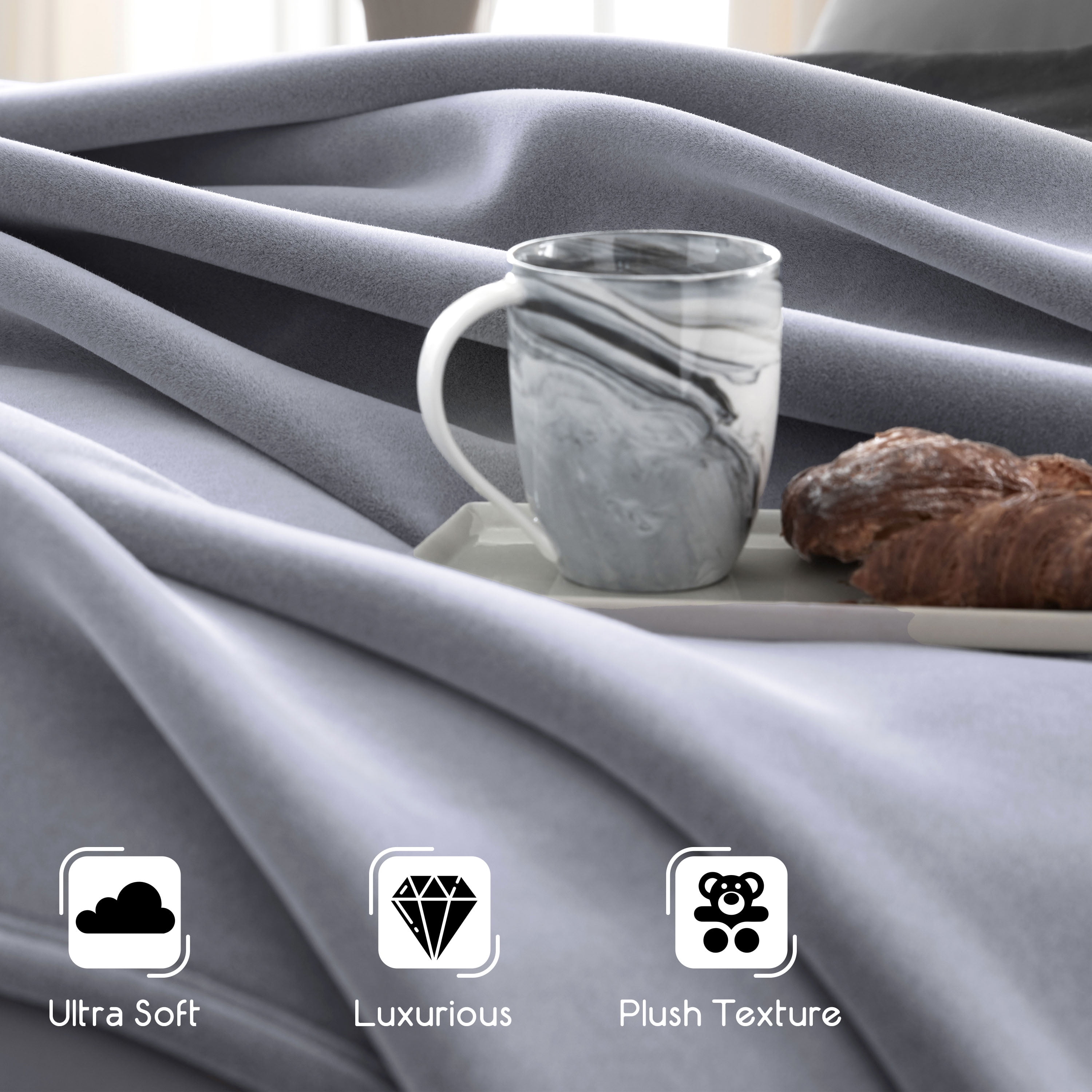 Soft All-Season Fleece Throw Blanket – Cozy Layering Bed Blanket – Full/Queen Size – Grey