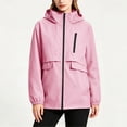 thumbnail image 4 of Tsivenald Women's Solid Color Hooded Long Sleeved Windproof Outdoor Sports Hiking Zipper Jacket With Pockets, Pink S-3XL, 4 of 7