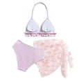 thumbnail image 5 of JFOPQVSM Girl's 3 Piece Swimsuits Cute Triangle Bikini Bathing Suit with Beach Cover Up, 5 of 6