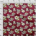 thumbnail image 2 of oneOone Cotton Silk Carmine Red Fabric Leaves & Floral Artistic Quilting Supplies Print Sewing Fabric By The Yard 42 Inch Wide, 2 of 4