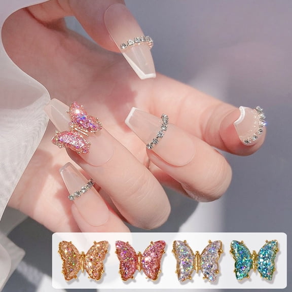 Joernso Manicure Decoration Strong Luxury Alloy Butterfly 3D Rhinestone Nail Art Decorations for Women