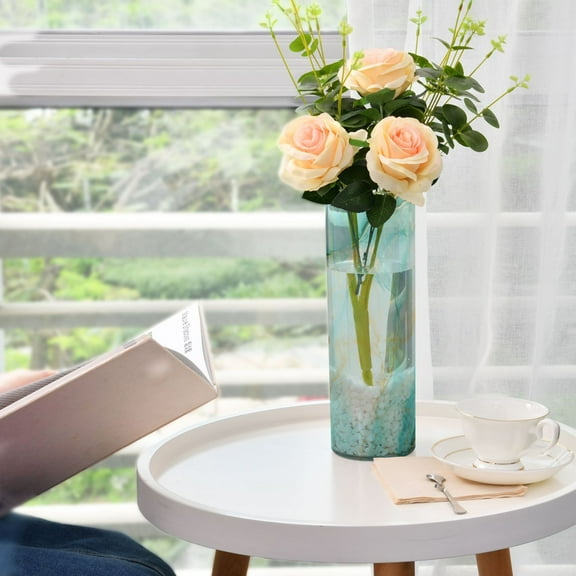 Aqua White Marble Flower Vase 11.8x3.9 inch Vases Clear Non Breakable Plastic for Modern Home Wedding Decor