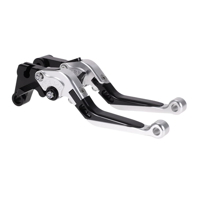 Palancas de freno y embrague cortas largas para Yamaha YZF R1, ajustables en 6 posiciones, palanca de manillar de motocicleta de aleación de aluminio, cabeza tono plateado, mango negro