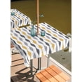 thumbnail image 2 of Outdoor Tablecloth with Umbrella Hole for Patio/Picnic/Party/Camping, Yellow Grey Striped Waterproof Table Cloth Square Cover Washable, Modern Abstract Geometric Stripes (60"x 60"), 2 of 8