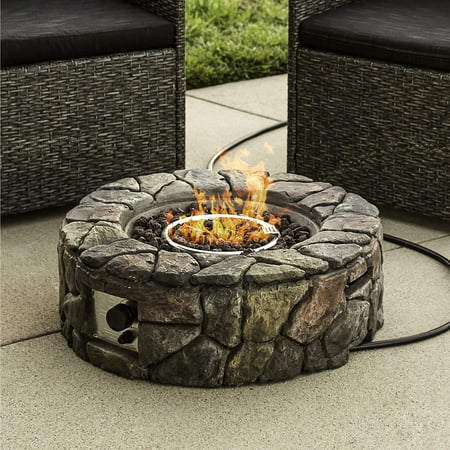 - Best Choice Products Home Outdoor Patio Natural Stone Gas Fire Pit for Backyard, Garden - Multicolor