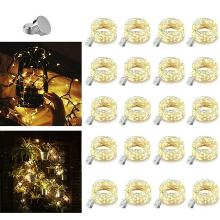 20 Pack Twinkle Fairy Lights Battery Operated, 3 Speed Modes Mini String Lights, Extra 30 Batteries Included, 7 Ft 20 LED Waterproof Small Fairy Lights for DIY Halloween Decorations