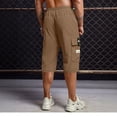thumbnail image 4 of ADSSDQ Cargo Shorts for Men Stretch Waist Below The Knee Long Shorts Relaxed Fit Hiking Capri Short Mulit Pockets Khaki 3XL Sweat Shorts, 4 of 4