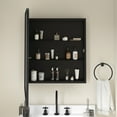 thumbnail image 3 of Emma + Oliver Black Metal Framed Bathroom Medicine Cabinet with Reversible, Recessed Design and Beveled Rounded Mirror - 24" x 30", 3 of 11