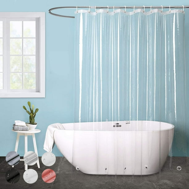 NEWEEN Waterproof PEVA Bathroom Shower Curtain Liner With Weighted