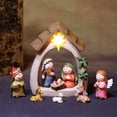 thumbnail image 4 of Injueey Belén Decoraciones navideñas Resina premium para regalo con luz LED Ocasiones de múltiple Decoración del hogar Multicolor, 4 of 6