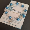 thumbnail image 3 of Pulsera Perla azul, Cristal Y Dije De Cruz, Recuerdo Con Tarjeta Personalizada Para Bautizo, Primera Comunión, Confirmación, Boda, xv Años,etc.Paquete de 10 Piezas, 3 of 5