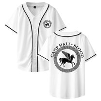 Camp Half-Blood Baseball Jersey V-Neck Short Sleeve Button-up Shirts Women Men Streetwear Tops