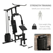 Soozier Multifunction Home Gym Station with Pull-up Stand, Dip Station and Weight Stack Machine for Full Body Workout