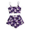 thumbnail image 3 of Halloween Pajamas Women Shorts Set 2 Pieces Stretchy Skinny Sleeveless Cropped Vest Set Funny Halloween Printed Comfortable Pjs Sets Sleepwear Purple M, 3 of 5