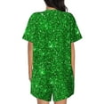 thumbnail image 3 of Kdxio Green Glitter Print Pajamas Sets for Women Short-Sleeved Pjs with Lounge Shorts Two Piece Sleepwear S-4XL, 3 of 8