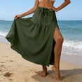 thumbnail image 4 of GUACER Womens Boho Tiered Maxi Skirt with Side Slit High Waisted Drawstring A-Line Skirt Flowy Summer Beach Swing Long Skirts, 4 of 7