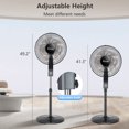 thumbnail image 5 of 16" Oscillating Pedestal Fan, 5 Blades 3 Speeds Quiet Stand up Fan, Easy to Carry Adjustable Height and Tilt Electric Standing Fan for Home Bedroom, Black, 5 of 9