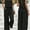 Black, variant on MORTTIC Women's Elegant 2-Piece Matching Set, Sleeveless Crop Top and Wide Leg Trousers Outfits, S