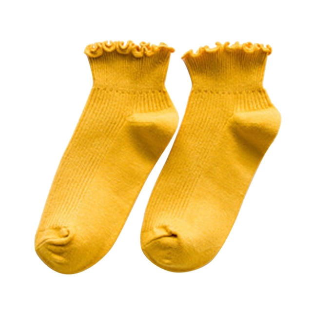 Clearance!Uooqdmx Ankle Socks for Women, Ruffle Socks Woman, Breathable Socks Women, Solid Color Breathable Socks, Summer Socks for Women, Yellow One Size