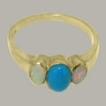 thumbnail image 4 of LBG British Made 10k Yellow Gold Real Natural Turquoise & Opal Womens Statement Ring - 33 size options - Size 8, 4 of 5