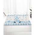 thumbnail image 1 of Alfombra de baño navideña, patrón de copos de nieve azul y blanco, alfombra de microfibra suave y afelpada lavable para mascotas, antideslizante, muy absorbente, 16" x 24", 1 of 5