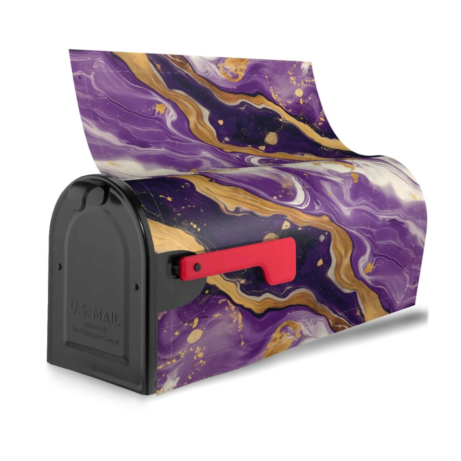 Naloa Purple Gold Marble Swirls Mailbox Covers Magnetic Post Box Cover Post Letter Box Cover Garden Decor-21x18 in