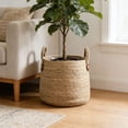 thumbnail image 4 of Woven Handmade Plant Basket 11x11x2 Inch Natural Rattan Basket Planter with Handles Indoor Outdoor Plant Baskets for Houseplants Decor, 4 of 5