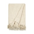 thumbnail image 3 of Comfort Canopy - Ultra Soft Slub-Yarn Basketweave Natural Throw Blanket with Fringed Edges, 3 of 6