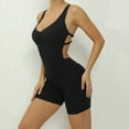 thumbnail image 2 of Women's Cross Back Workout Exercise Yoga Jumpsuit Shorts Bodysuit One Piece Scoop Neck Backless Jumpsuits Slim Fit (M, Black 01), 2 of 6
