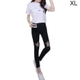 thumbnail image 2 of Pantalones de mujer Pantalones de malla con agujeros destruidos de verano Leggings delgados Pantalones de tubo, XL kenally AP001645-04, 2 of 7